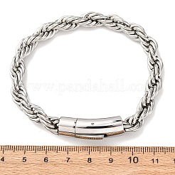 304ステンレススチールロープチェーンブレスレット男性用女性用  ステンレス鋼色  8-5/8x1/4インチ（21.8x0.8cm）&nbsp;BJEW-C124-03A-P