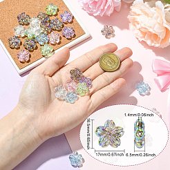 カラフル樹脂ビーズ  花  ミックスカラー  16.5x17x6.5mm  穴：1.4mm&nbsp;RESI-CJC0027-14