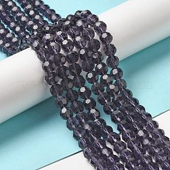 透明ガラスビーズ  ファセット（32ファセット）  ラウンド  パープル  8mm  穴：1mm  約65~67個/連  49~50cm&nbsp;EGLA-A035-T8mm-D15