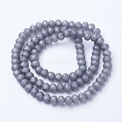 電気メッキ透明ガラスビーズ連売り  パール光沢メッキ  多面カット  マット  ロンデル  グレー  2.5x2mm  穴：0.4mm  約199個/連  13.4インチ（34cm）&nbsp;EGLA-A034-T1mm-W02