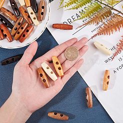 天然木製ボタン  ホーントグルボタン  2穴  アクセサリー縫製用  ミックスカラー  40x11mm  穴：6mm  5色  20個/カラー  100個/袋&nbsp;WOOD-NB0001-35