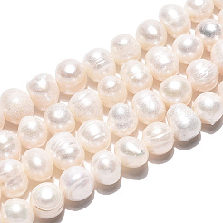 天然養殖淡水パールビーズ連売り  ポテト  乳白色  6~7.5x5.5~10mm  穴：0.6mm  約51~52個/連  13.39~13.58インチ（33.5~34.5cm）&nbsp;PEAR-N013-06G-01