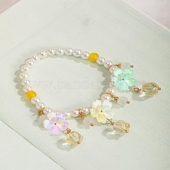 不透明プラスチックビーズキャップ  5  - 花びらの花  グリッターパウダー付き  ミックスカラー  19x5mm  穴：1.6mm  約：100個。&nbsp;KY-CJC0012-03
