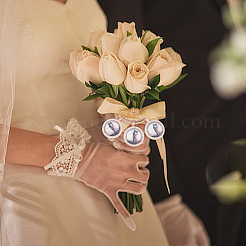 2個 2色 鉄ラインストーン マルチ連 ストレッチ ラウンド オーバル チャーム ブレスレット  6 スタイルのガラスカボション 2 個付き  プラチナ·ゴールデン  ブレスレット：3-5/8~3-7/8インチ（9.2~9.9cm）  1pc /カラー&nbsp;BJEW-DR00009