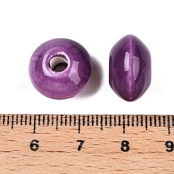 手作りの陶器ビーズ  光沢釉の磁器  ロンデル  パープル  15x10mm  穴：4mm&nbsp;PORC-Q173-15x10mm-01