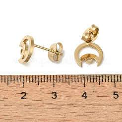 イオンプレーティング（IP）304ステンレススチールスタッドピアス金具  ムーン  ゴールドカラー  9.5x8.5mm  穴：1.2mm  ピン：11x0.7mm&nbsp;STAS-I206-35G