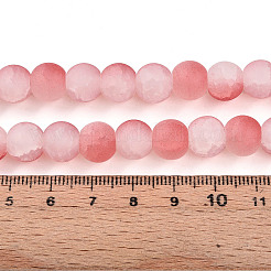 クラックガラスビーズ  ラウンド  ツートン  艶消し  ライトコーラル  9.5~10x8.5~9.5mm  穴：1.4mm&nbsp;X1-GLAA-N009-10mm-03