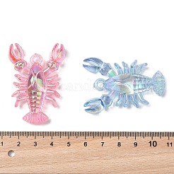 電気メッキ透明UVメッキアクリルビッグペンダント  虹色の  ロブスターチャーム  ミックスカラー  48.5x33.5~34x12.5mm  穴：3mm&nbsp;OACR-I014-10