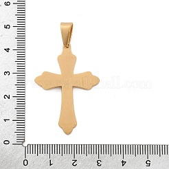 304ステンレスペンダント  クロスチャーム  PVD真空メッキ  長持ちメッキ  ゴールドカラー  39x26.5x2.5mm  穴：5.5x8mm&nbsp;STAS-G346-50G