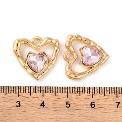 合金クリスタルラインストーンペンダント  ハートチャーム  ピンク  18.5x19x5mm  穴：2mm&nbsp;ALRI-M021-04F