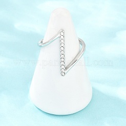 女性用304ステンレススチール製ラインストーン指輪  ステンレス鋼色  21mm  usサイズ7 1/4(17.5mm)&nbsp;SA-CBA45D5-28B-P