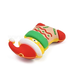 クリスマスシリコーンビーズ  焦点ビーズ  ホワイト  クリスマスソックス  29.5x30x14.5mm  穴：2.7mm&nbsp;SIL-K007-02D