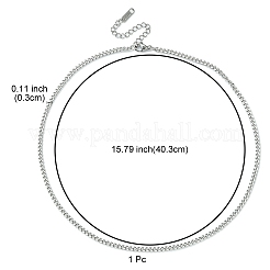 304ステンレススチールカーブチェーンネックレス男性用女性用  ステンレス鋼色  15.79インチ（40.1cm）&nbsp;NJEW-YW0001-14