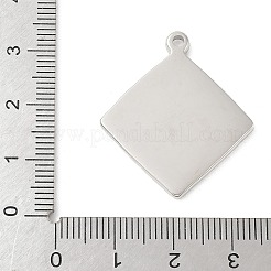 304ステンレスペンダント  生命の木のチャームが付いた菱形  変色しない  ステンレス鋼色  30.5x27x2.5mm  穴：2mm&nbsp;STAS-L022-041P