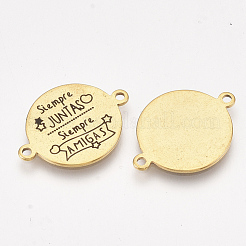 304ステンレス鋼の引用リンクコネクター  エナメル  単語とフラットラウンド  ゴールドカラー  21.5x16x1mm  穴：1.4mm&nbsp;STAS-S079-95O-G