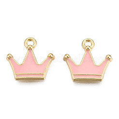 合金ペンダント  エナメル  ライトゴールド  クラウン  ピンク  15x16x2.5mm  穴：2mm&nbsp;LS-ENAM-S119-060B