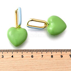ハート真鍮フープピアス  エナメル  カドミウムフリー＆鉛フリー  ラックめっき  長持ちメッキ  18KGP本金メッキ  42x21x10.5mm&nbsp;EJEW-D314-02G