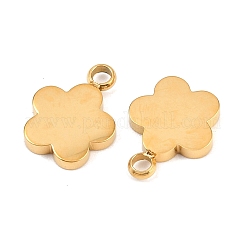 304ステンレススチールチャーム  花  ゴールドカラー  12x9x2mm  穴：1.8mm&nbsp;STAS-P418-01G