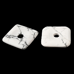 フロスト加工の天然ハウライトペンダント  スクエアチャーム  39~40.2x39~40.2x6.7~7.3mm  穴：8.2~8.5mm&nbsp;G-C138-03B