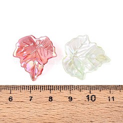 透明なアクリルパーツ  ABカラーメッキ  葉  ミックスカラー  24x23x4.5mm  穴：1.6mm&nbsp;OACR-N149-02