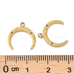 304ステンレススチールペンダントラインストーンセッティング  ムーンチャーム  18KGP本金メッキ  13.5x13.5x1mm  穴：1.5mm  0.7~1mmのラインストーンに適する&nbsp;STAS-Q252-04G