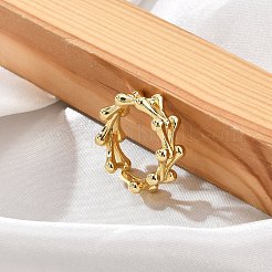 女性用ラックメッキ真鍮カフリング  長持ちメッキ  カドミウムフリー＆鉛フリー  V字形  18KGP本金メッキ  8mm  内径: 調節可能&nbsp;RJEW-M028-115G