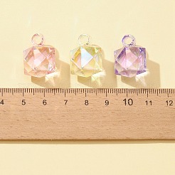 クリアアクリルパーツ  ABカラーメッキ  多面カット正方形  ミックスカラー  21x16x16mm  穴：3mm&nbsp;MACR-FS0001-51