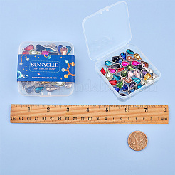合金ガラスペンダント  多面カット  ティアドロップ  プラチナ  ミックスカラー  18x10x5~5.5mm  穴：1.8~2mm  13色  4個/カラー  52個/箱&nbsp;PALLOY-SC0002-32