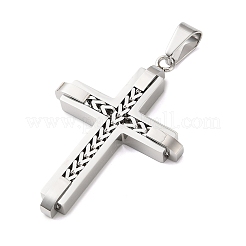 イースター 304 ステンレス ペンダント  クロスチャーム  裏面ブラシ仕上げ加工  ステンレス鋼色  47x31.5x5mm  穴：9x5mm&nbsp;STAS-E527-01P