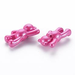 オペークアクリルパーツ  パール光沢メッキ  クマ  ミックスカラー  36x22x13.5mm  穴：2.5mm&nbsp;PACR-ZX016-08