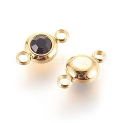 304ステンレススチールラインストーンリンクコネクター  フラットラウンド  ゴールドカラー  シャム  12x6.5x4mm  穴：2mm&nbsp;X-STAS-P237-17G-09
