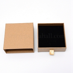 紙抜き箱  スポンジ＆ポリエステルロープ付き  正方形  バリーウッド  9.1x9.1x3.7cm  インナーサイズ：8.2x8.3センチメートル&nbsp;LS-CON-WH0076-05B-02