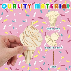80 個 8 スタイル未完成木製カボション  模造食品  アイスキャンディー＆ドリンク＆アイスクリームコーン  DIYクラフトペインティング用  レモンシフォン  110~111x46~81x1.8mm  10個/スタイル&nbsp;WOOD-CJ0001-75