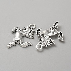 合金のチベット風チャーム  馬  アンティークシルバー  32x24x3mm  穴：3mm&nbsp;FIND-WH0126-544AS