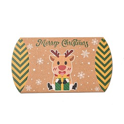クリスマステーマのダンボールキャンディーピローボックス  漫画の鹿のキャンディースナックギフトボックス  砂茶色  折りたたみ：7.3x11.9x2.6cm&nbsp;CON-G017-02B