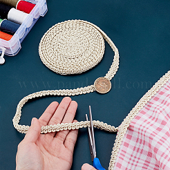ポリエステルレーストリムリボン  服装アクセサリー  ライトゴールデンロッドイエロー  1/2インチ（12mm）&nbsp;OCOR-WH0082-398A