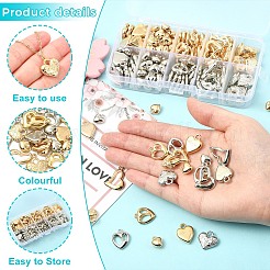 170個 10スタイル CCB プラスチックペンダント  ハートチャーム  ミックスカラー  11.5~22x9.5~17x3.5~5mm  穴：1.6~4mm&nbsp;CCB-YW0001-82