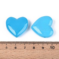 染色・加熱された模造翡翠ガラスビーズ  ハート  ディープスカイブルー  24x24.5x9~9.5mm  穴：1.6mm&nbsp;GLAA-T023-44I