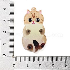アクリルパーツ  猫のテーマ  ベージュ  38x20x2.2mm  穴：1.8mm&nbsp;LS-OACR-B023-01B-06