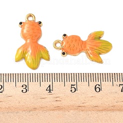 304ステンレススチールエナメルペンダント  イオンプレーティング（ip）  魚のチャーム  ゴールドカラー  オレンジ  25x15x3mm  穴：1.8mm&nbsp;STAS-I346-23G