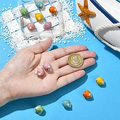 12個 6色ハンドメイドプリント磁器ビーズ  手描きの陶器ビーズ  魚  ミックスカラー  15x17x12.5mm  穴：1.6mm  2個/カラー&nbsp;PORC-CJ0001-35