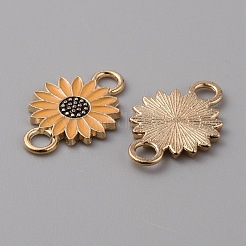合金エナメルコネクタチャーム  デイジーフラワーリンク  ライトゴールド  ゴールデンロッド  13.5x20.5x1.5mm  穴：3mm&nbsp;ENAM-SZC0003-03