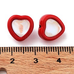 スプレー塗装された合金ビード  ガラスと  ハート  カラフル  11.5x11.5x11mm  穴：1.2mm&nbsp;PALLOY-H134-27A