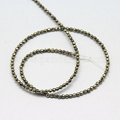 天然石パイライトビーズ連売り  ラウンド  多面カット  2mm  穴：0.3mm  約200個/連  15.74インチ&nbsp;G-L031-2mm-03