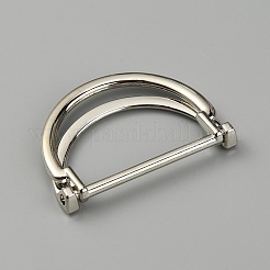 合金バックル留め金  ウェビング用  ストラップバッグ  服飾材料  ダブルdシェイプ  プラチナ  41x48x2.5mm&nbsp;FIND-WH0143-82C-P