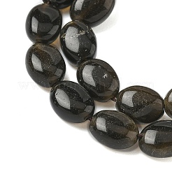 天然石ゴールデンシーンオブシディアンビーズ連売り  フラットオーバル  8x6x3mm  穴：0.9mm  約49~50個/連  15.16''~15.55''（38.5~39.5センチメートル）&nbsp;G-Z006-A40