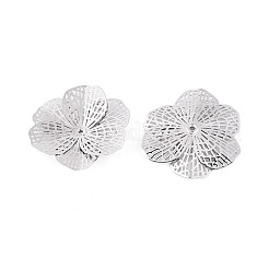 真鍮製ビーズキャップ  花  プラチナ  25~25.5x23.5~24x4mm  穴：0.8~0.9mm&nbsp;KK-N278-13P