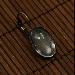 18x13mm クリアオーバル虫眼鏡カボションカバー真鍮レバーバックフープピアス作成用  アンティークブロンズ  ピアス·コンポーネント：33x13.7ミリ  ピン：0.5mm&nbsp;DIY-X0148-AB-NF