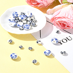 花柄プリントの磁器ビーズ 30種類 3個  花柄のセラミックビーズ  花模様の丸  ミックスカラー  6~12mm  穴：2~3mm  10個/スタイル&nbsp;PORC-FS0001-05
