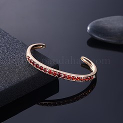 クラシック真鍮製カフバングル  キュービックジルコニア付き  レッド  シャンパンイエロー  ゴールド  2-3/8インチ（60mm）&nbsp;BJEW-BB32123-F